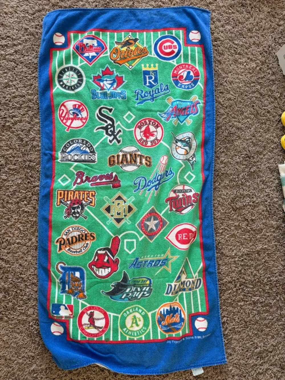 Vintage MLB Baseball Team Logos Beach Towel 27x54